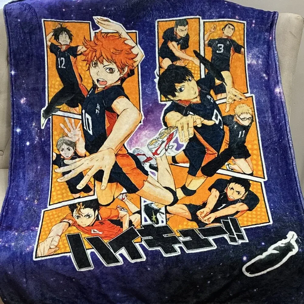 Haikyuu!! Anime Fleece Throw Blanket Karasuno Season 2 Panel Galaxy Blue
